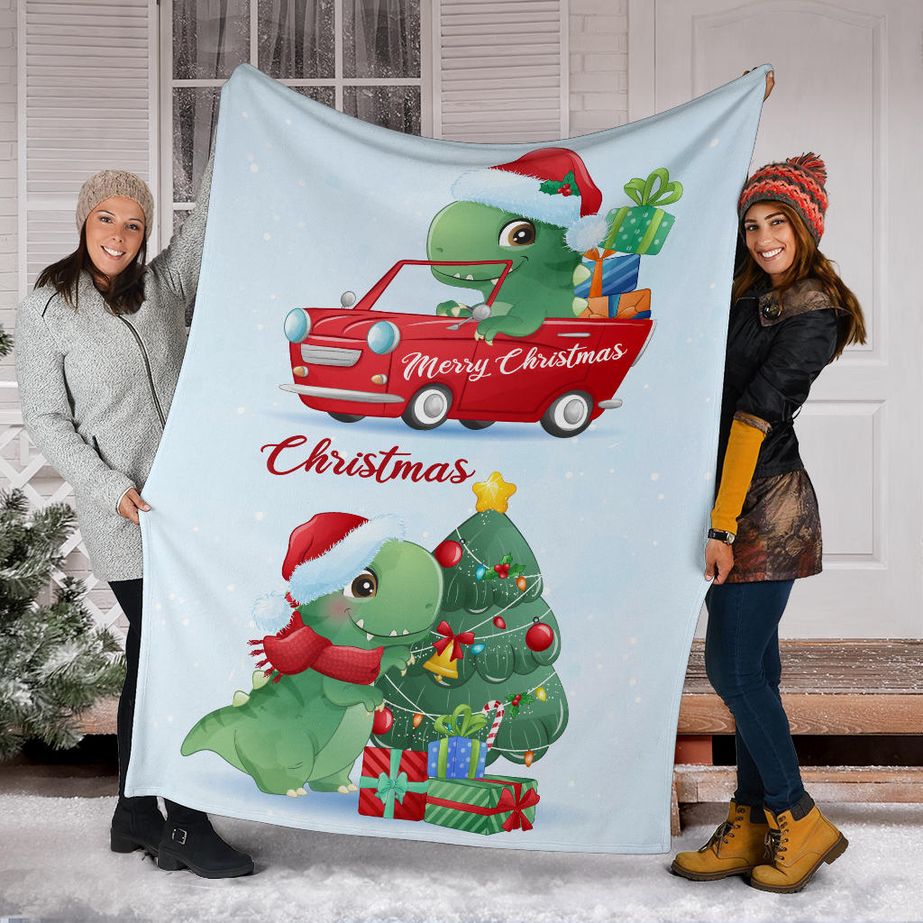 cute christmas dinosaurs as a present blanket - Top Content | POD Collection | Free Shipping