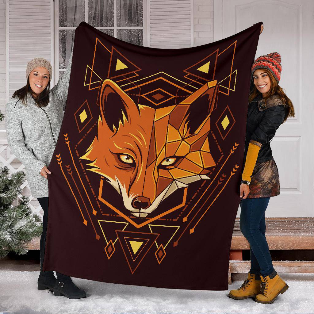 Ornamental Art Fox Head Geometry Premium Blanket - Top Content | POD Collection | Free Shipping