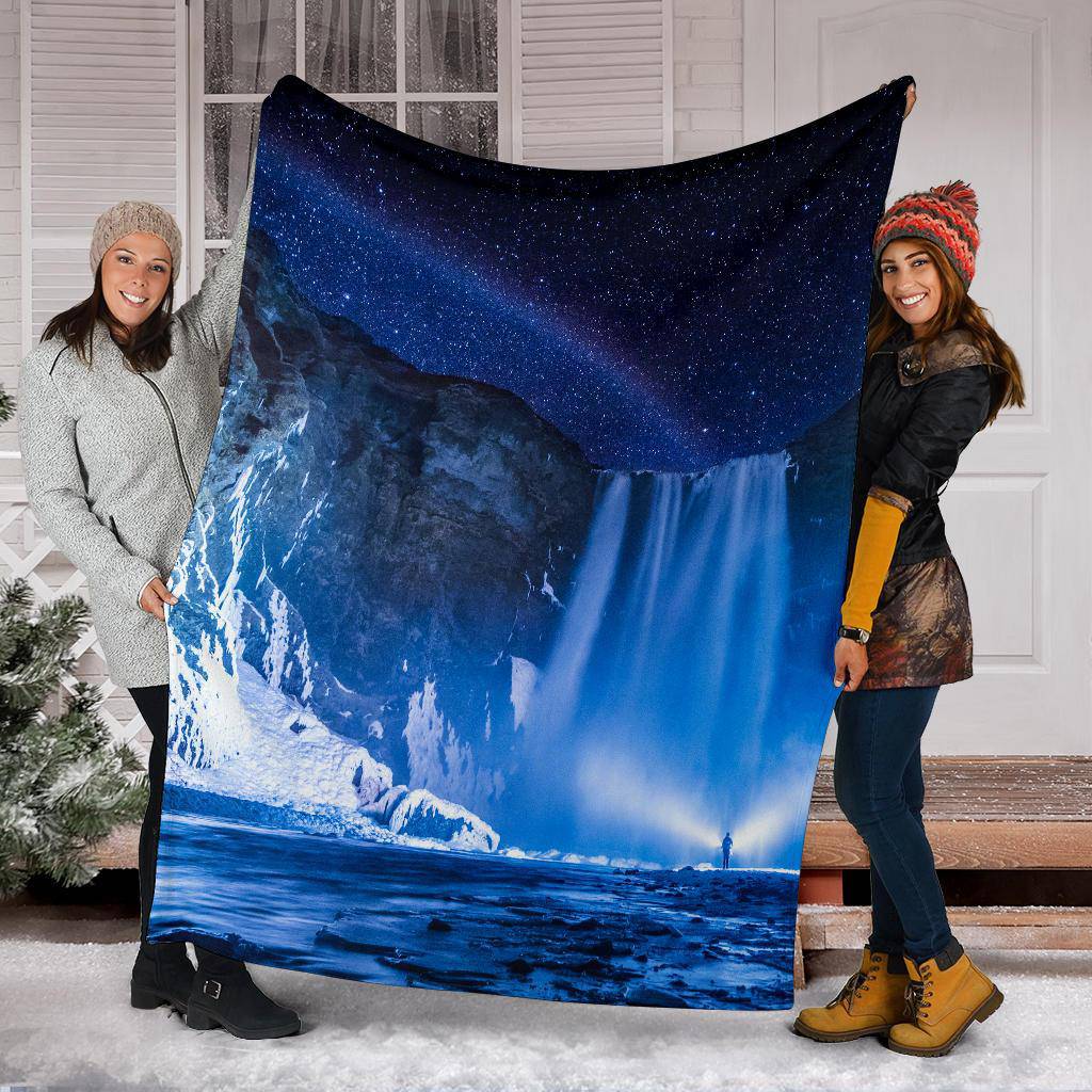 Nightsky Stars Blue Waterfall Premium Blanket - Top Content | POD Collection | Free Shipping