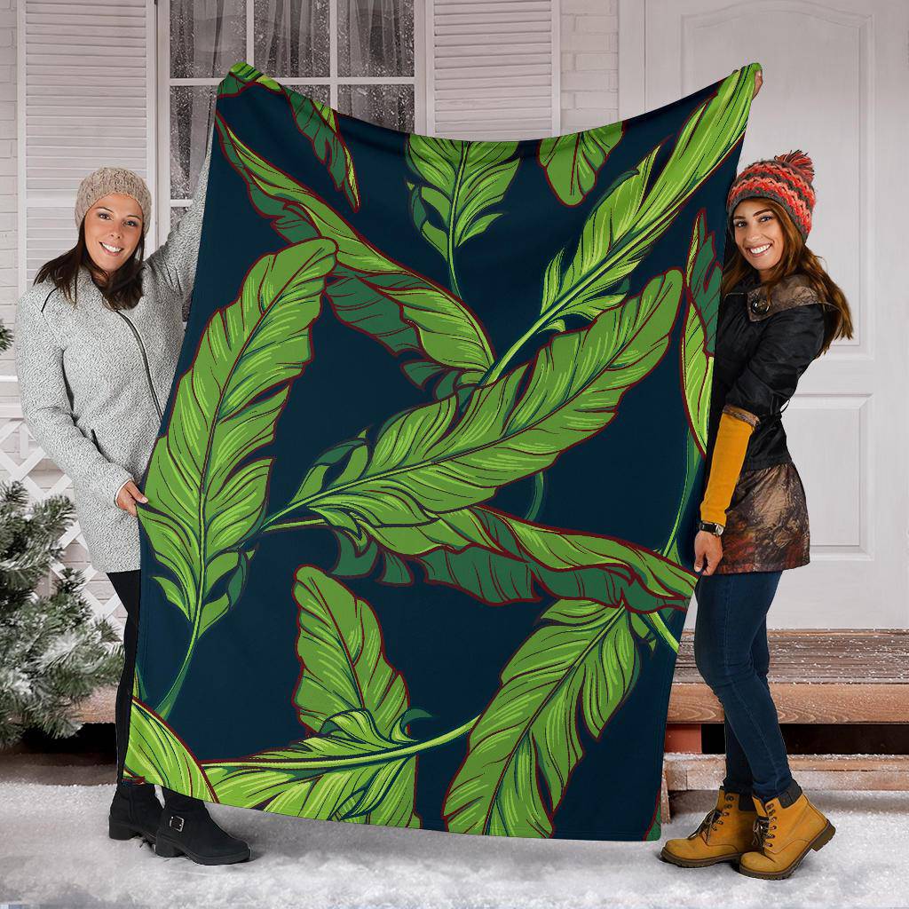 Green Banana Plant Leaves Premium Blanket - Top Content | POD Collection | Free Shipping