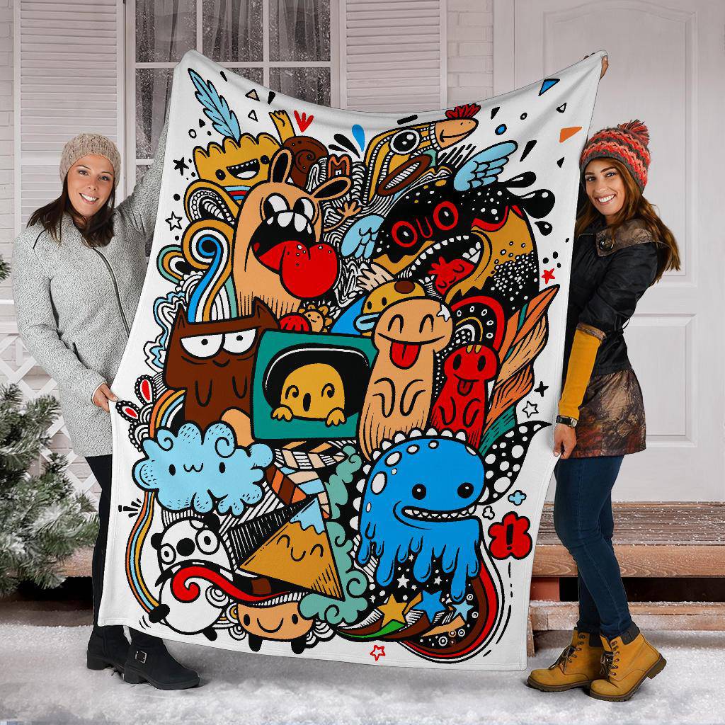 Funny Monster Drawing Graffiti Premium Blanket - Top Content | POD Collection | Free Shipping