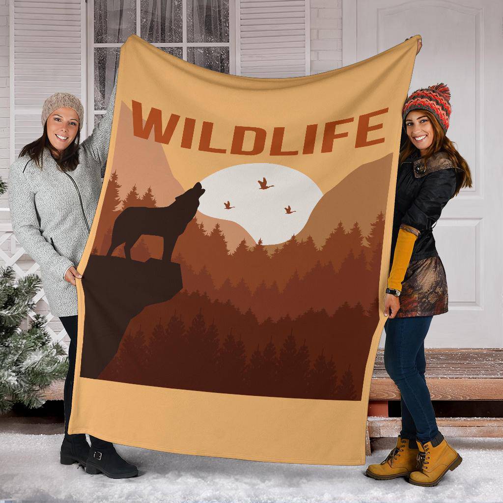 Wild Life Wolf Howling Premium Blanket - Top Content | POD Collection | Free Shipping