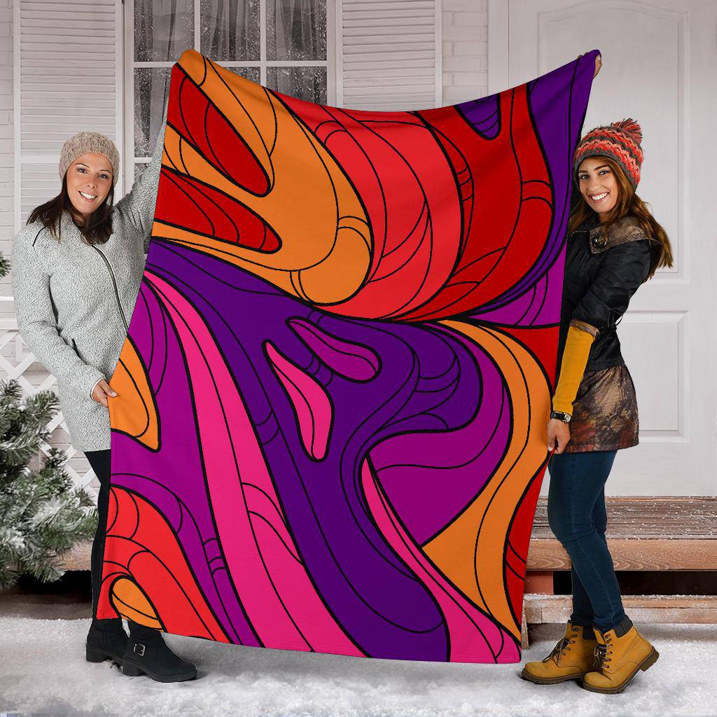 Hand Drawn Coloured Groovy Background Premium Blanket - Top Content | POD Collection | Free Shipping