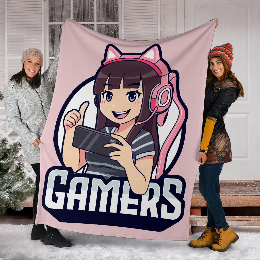 Gamers Cat Pink Blanket