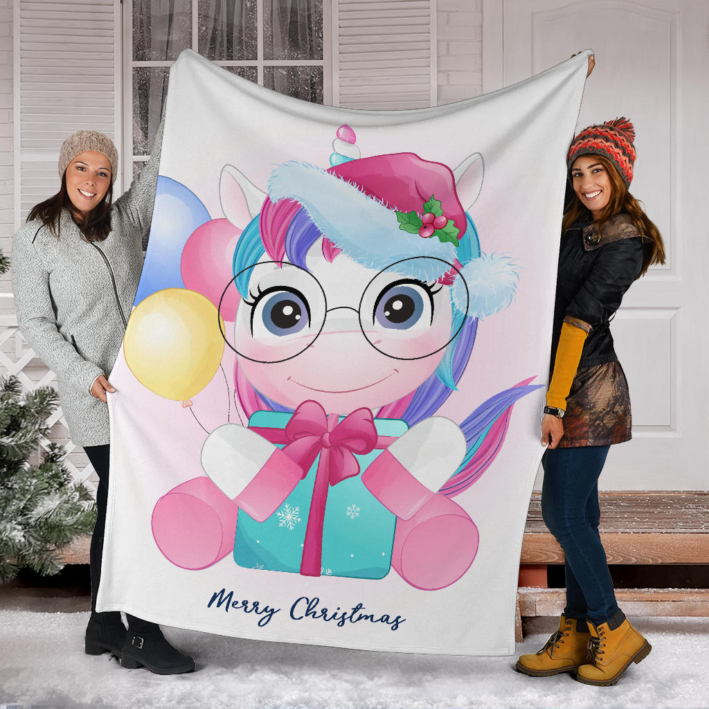 winter unicorn with baloons merry christmas blanket - Top Content | POD Collection | Free Shipping