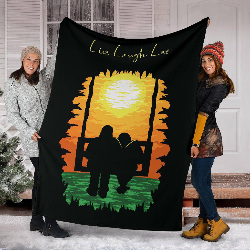 Couple Silhouette, Love Live Laugh, Cartoon Premium Blanket - Top Content | POD Collection | Free Shipping