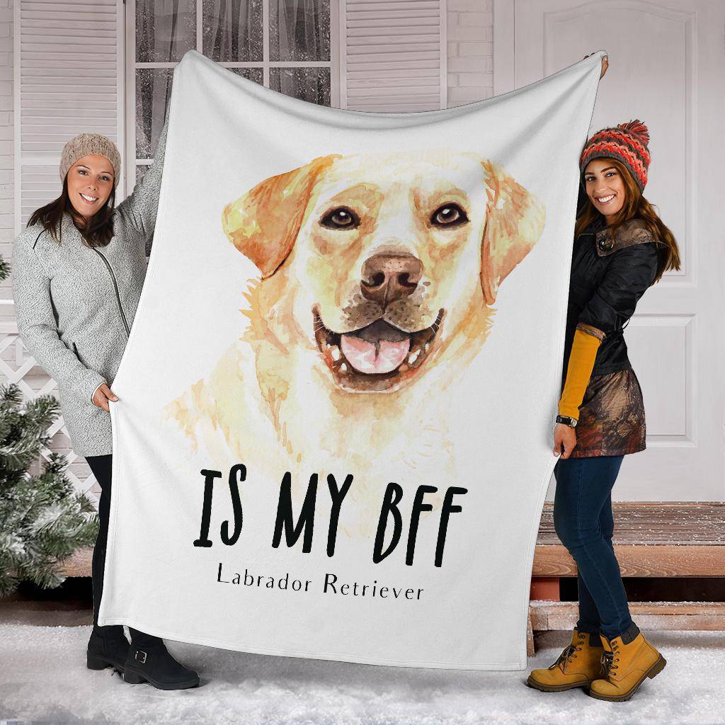 Labrador Retriever Portrait Premium Blanket, Cool Dog Is My BFF Cartoon - Top Content | POD Collection | Free Shipping