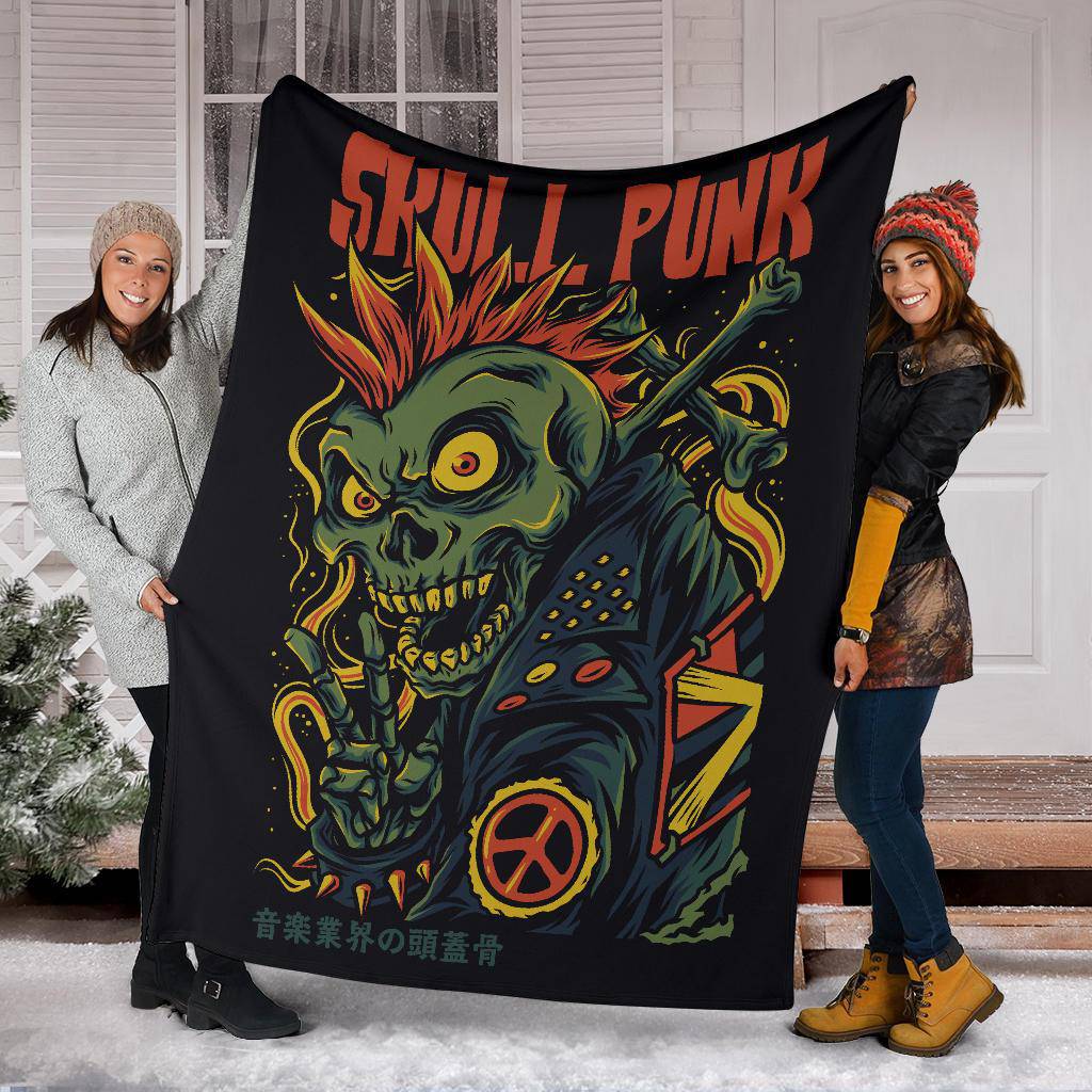 Skull Punk Funny Art Cartoon Premium Blanket - Top Content | POD Collection | Free Shipping