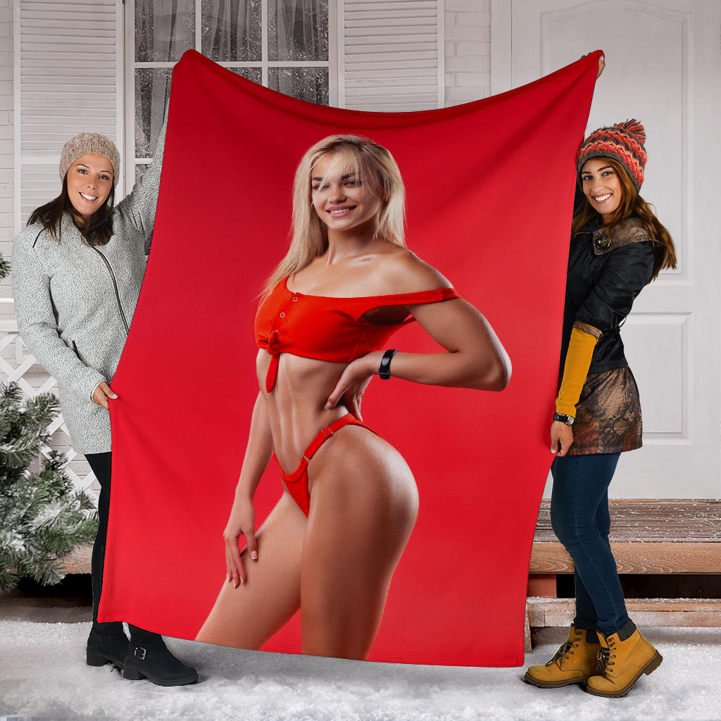 christmas blond girl for a present blanket - Top Content | POD Collection | Free Shipping