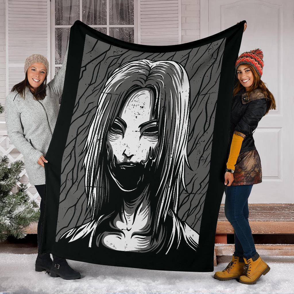 Premium Blanket Pretty Scary Slayer Black And White Drawing - Top Content | POD Collection | Free Shipping