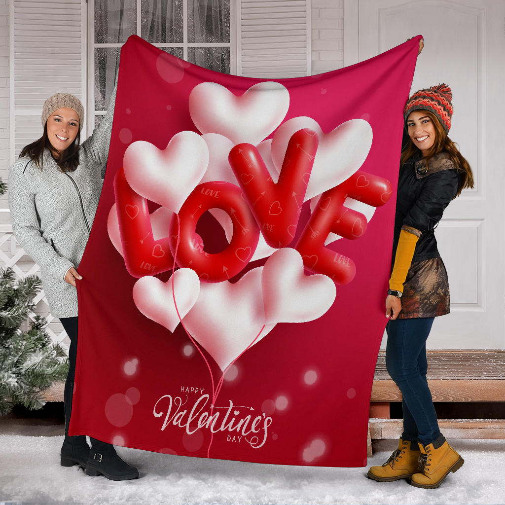 Valentines Day Love Balloons Blanket