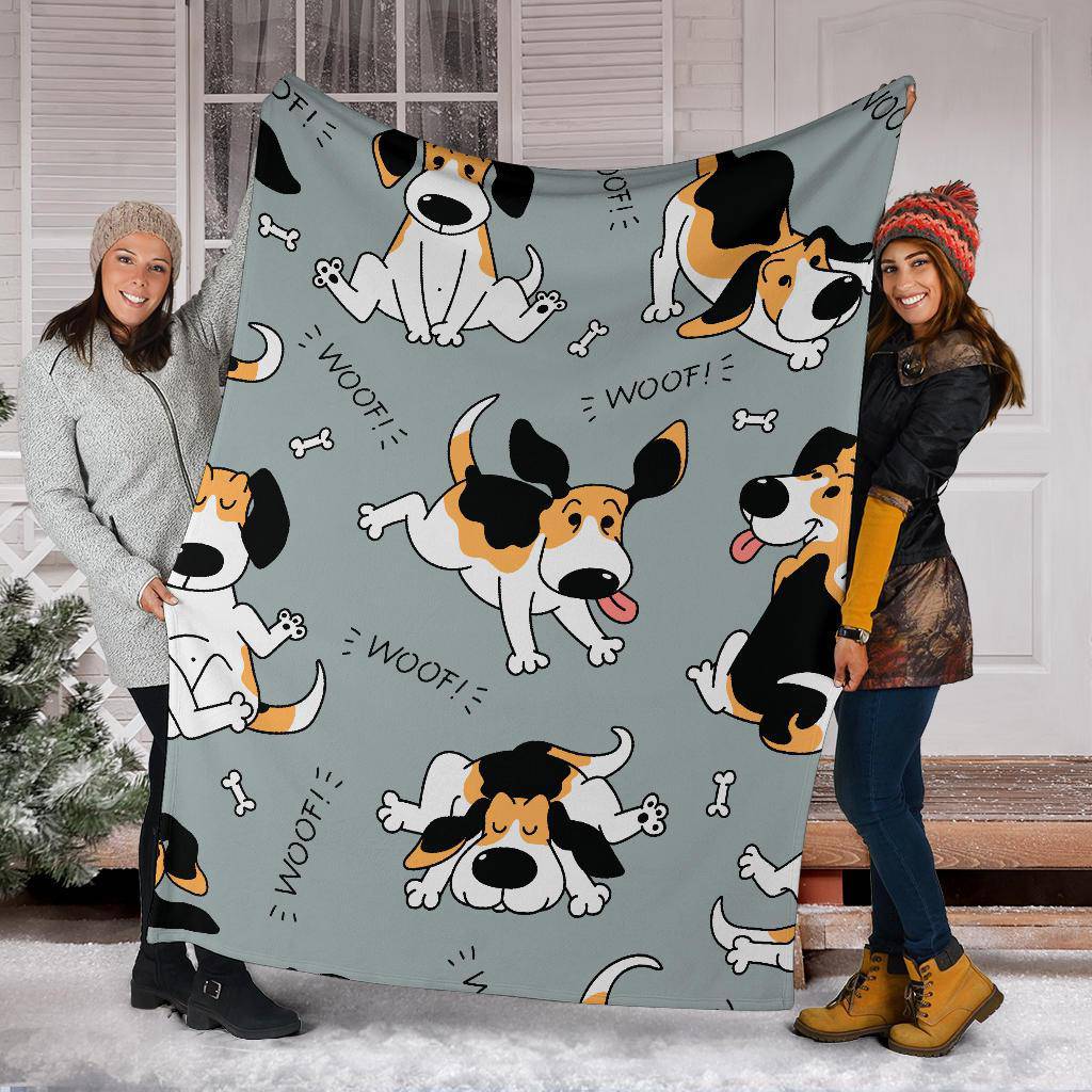 Premium Blanket Sketch Beagle Dog Pattern Background Cartoon - Top Content | POD Collection | Free Shipping