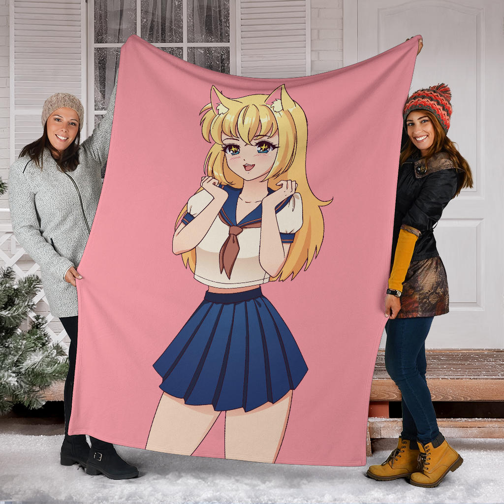 Anime Blond Cat Blanket