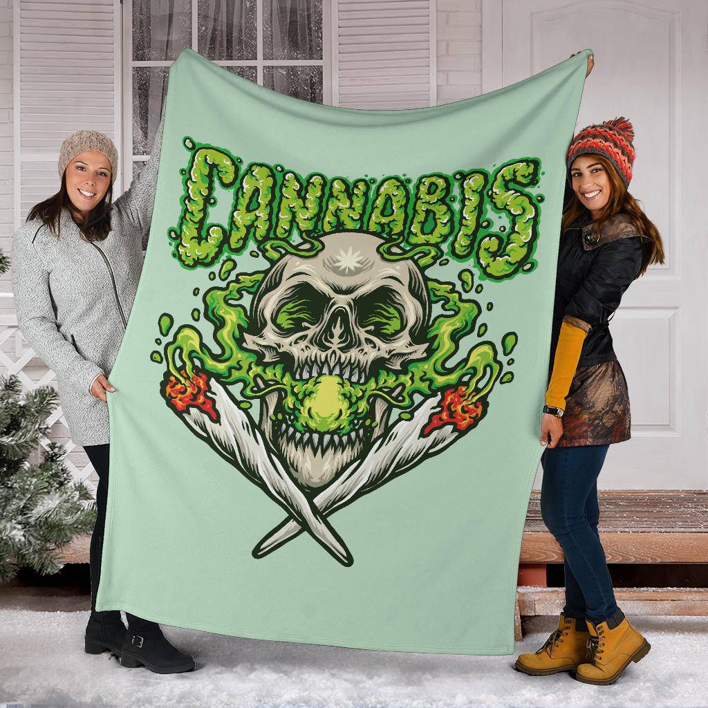 Skull Smoking Cannabis Joint Premium Blanket - Top Content | POD Collection | Free Shipping