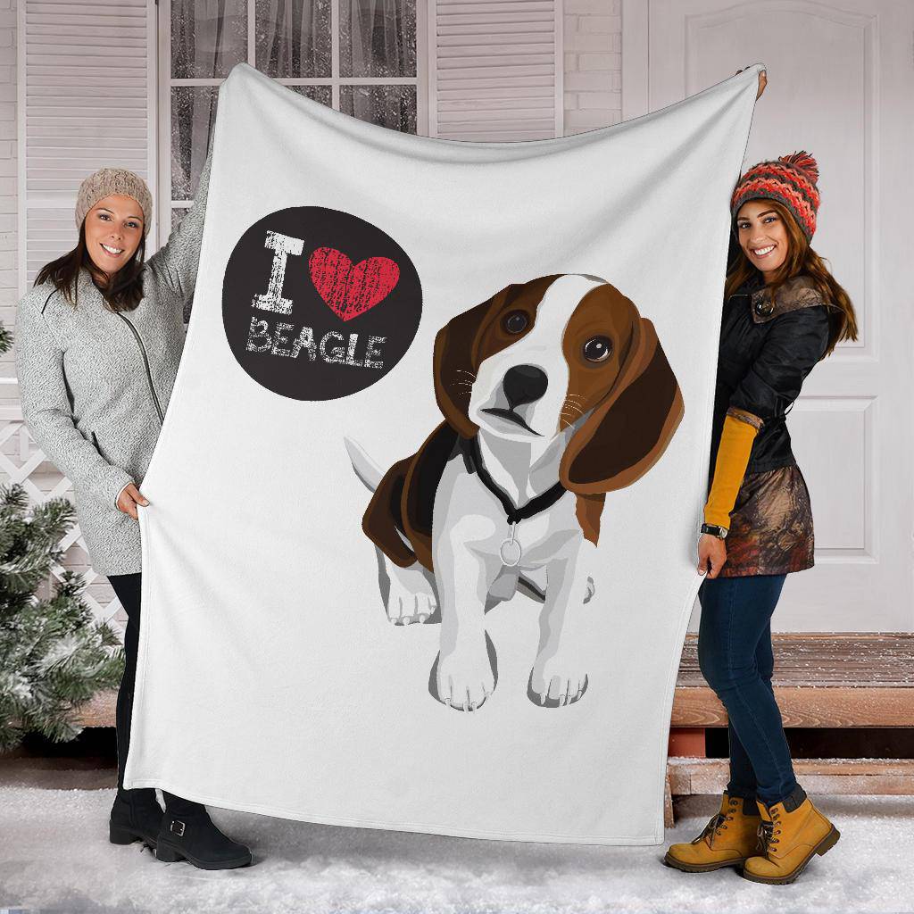 I Love Beagle, Your Pet Dog Cartoon Illustration Premium Blanket - Top Content | POD Collection | Free Shipping