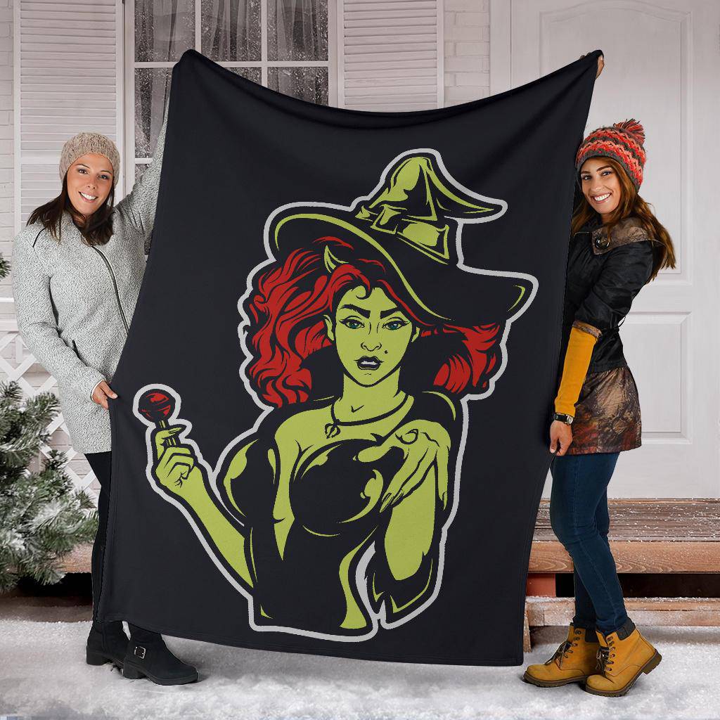 Cool Halloween Witch Cartoon Illustration Premium Blanket - Top Content | POD Collection | Free Shipping