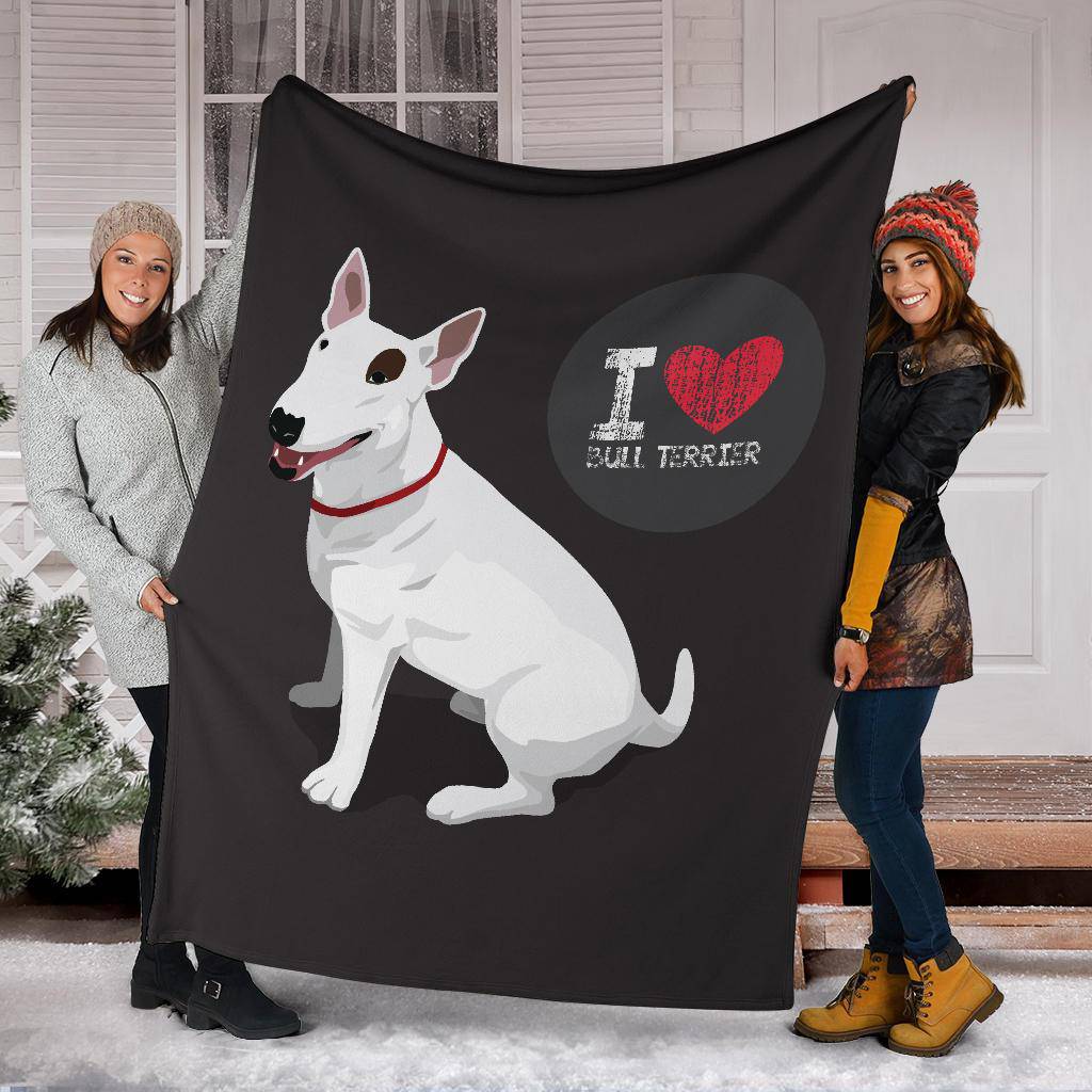 Premium Blanket I Love Bull Terrier Dog Lover Cartoon - Top Content | POD Collection | Free Shipping