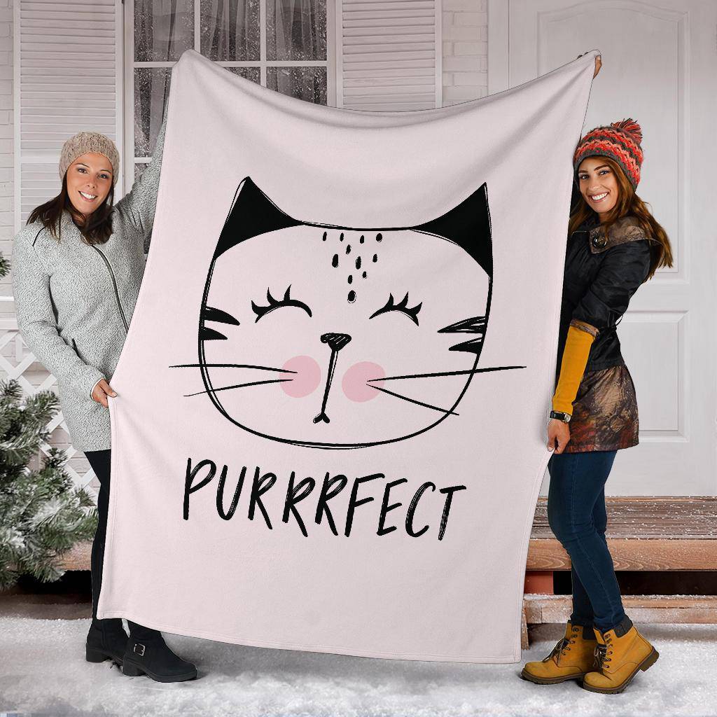 Purrrfect Cute Cat Drawing Illustration Premium Blanket - Top Content | POD Collection | Free Shipping