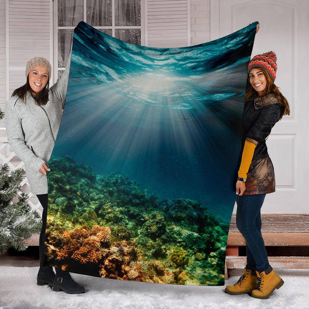 Underwater Coral Reef Sunshine Sea Fishes Premium Blanket - Top Content | POD Collection | Free Shipping