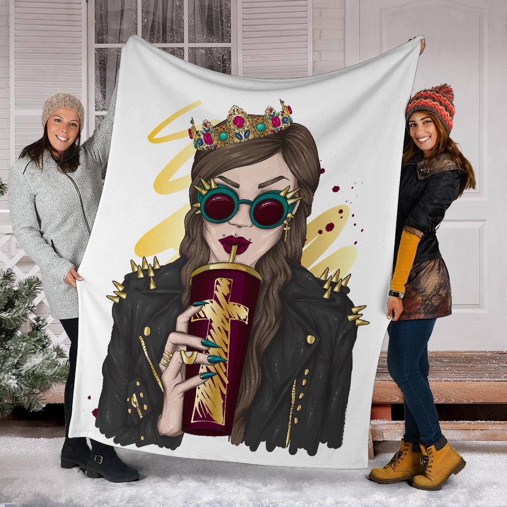 Stylish Rock Girl Cartoon Premium Blanket - Top Content | POD Collection | Free Shipping