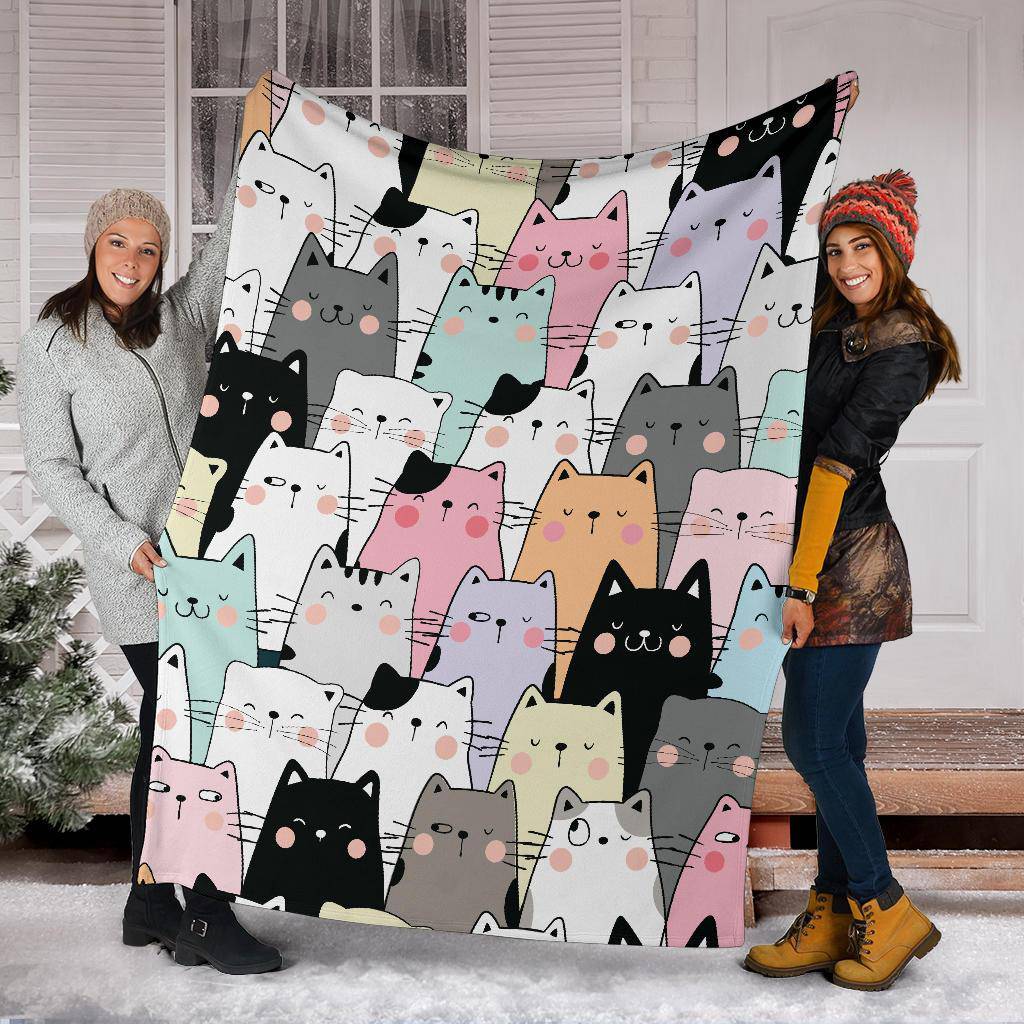 Colourful Cat Pattern Premium Blanket - Top Content | POD Collection | Free Shipping