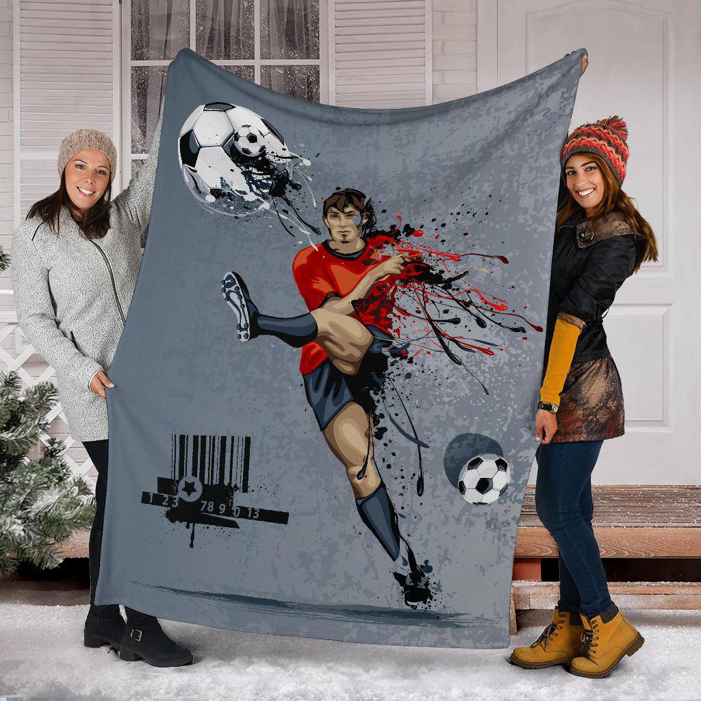 Pro Football Player Kicking Ball Cartoon Premium Blanket - Top Content | POD Collection | Free Shipping