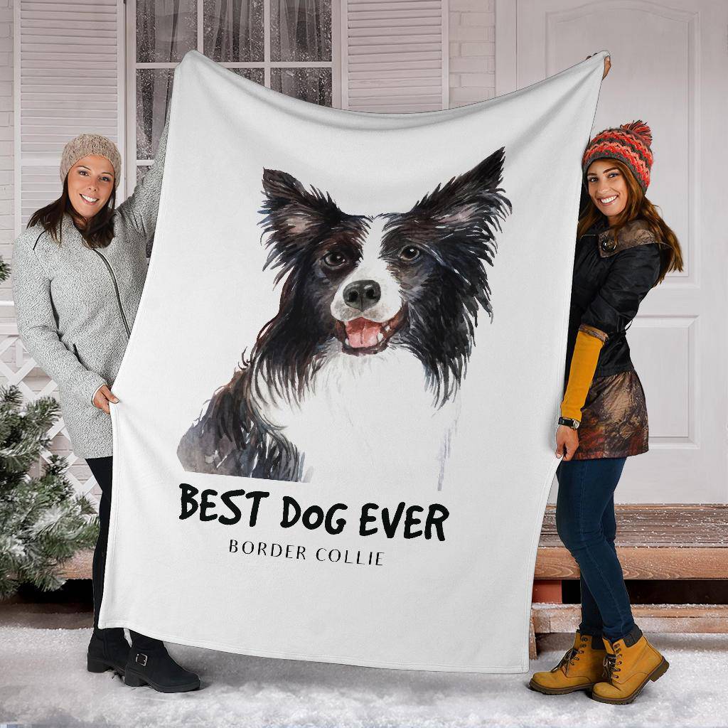 Best Dog Ever Premium Blanket, Border Collie Portrait Drawing - Top Content | POD Collection | Free Shipping