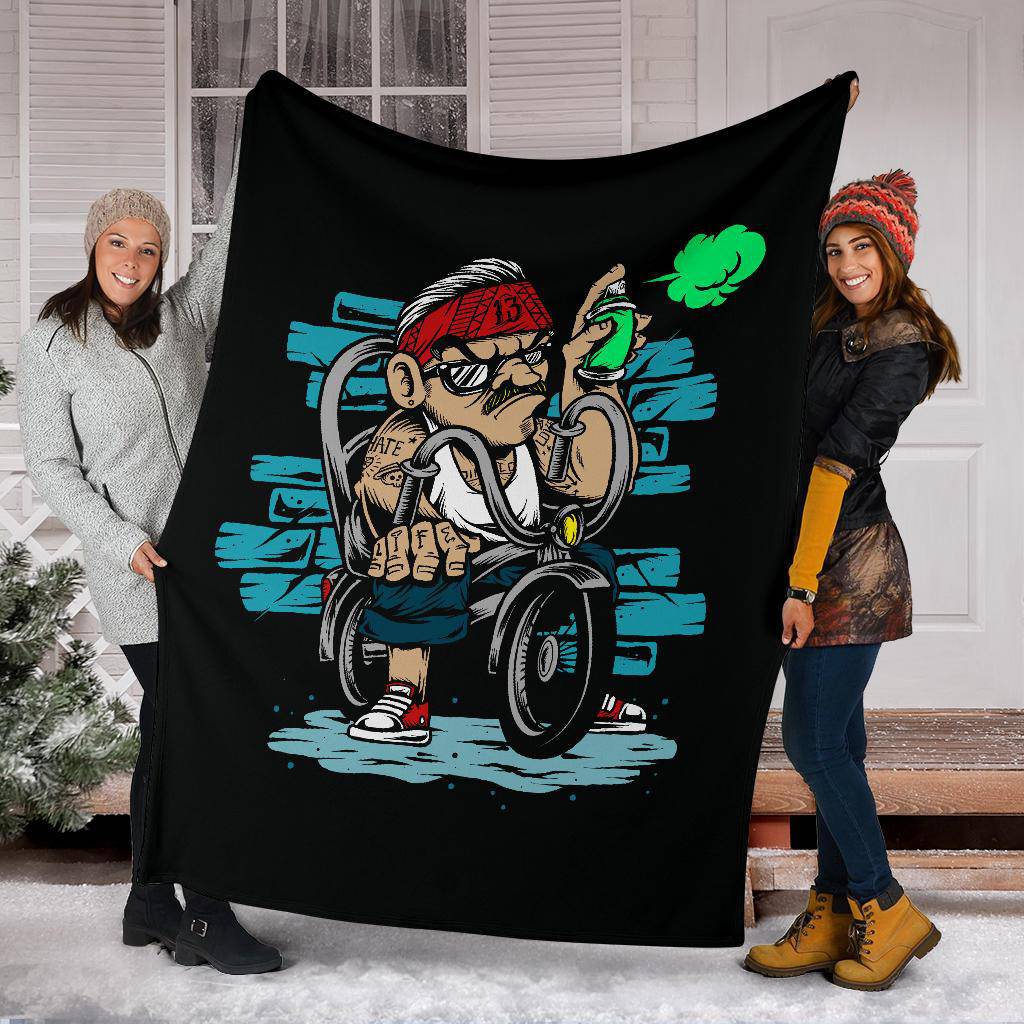 Bicycle Gangster Cool Hand Drawn Graffiti Illustration Premium Blanket - Top Content | POD Collection | Free Shipping