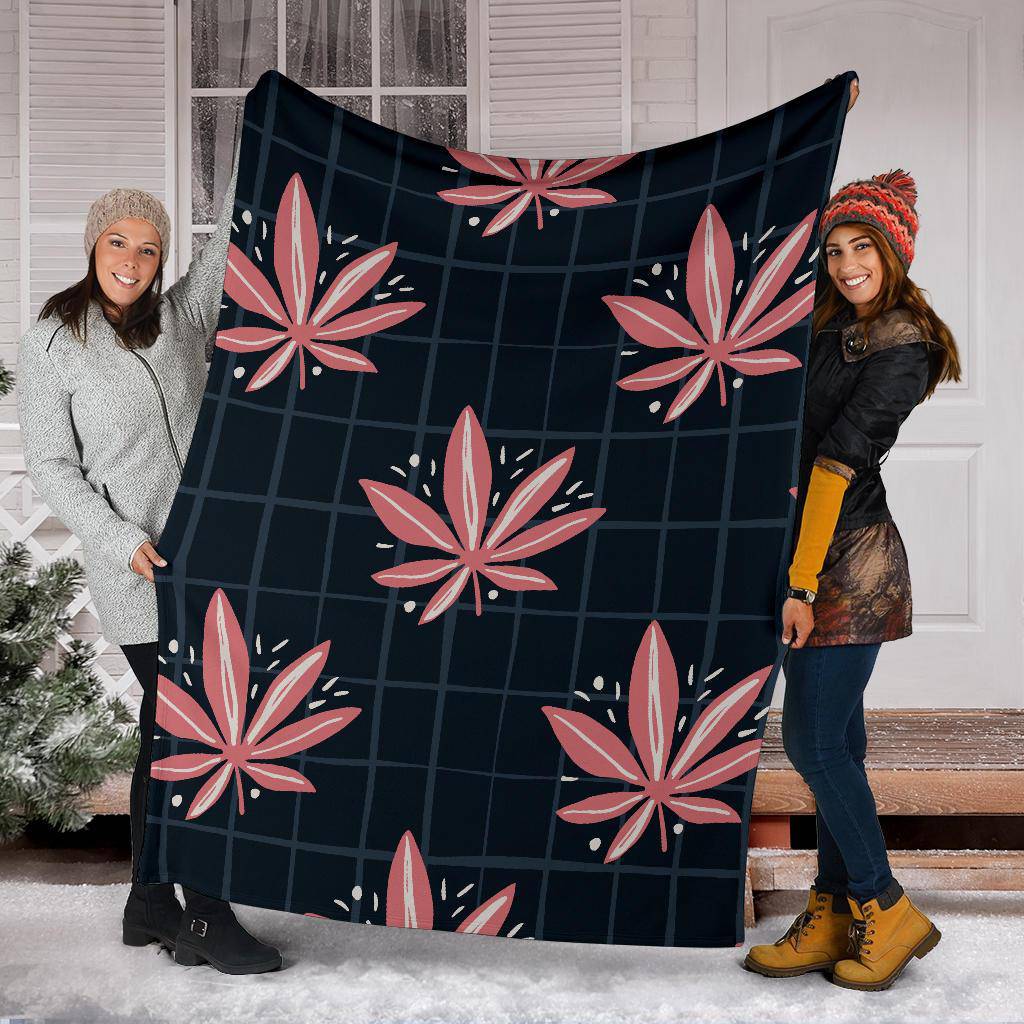 Pink Cannabis Weed Leaves Pattern Premium Blanket - Top Content | POD Collection | Free Shipping