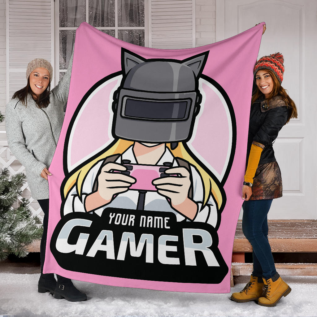 Gamer Girl Cat Blanket