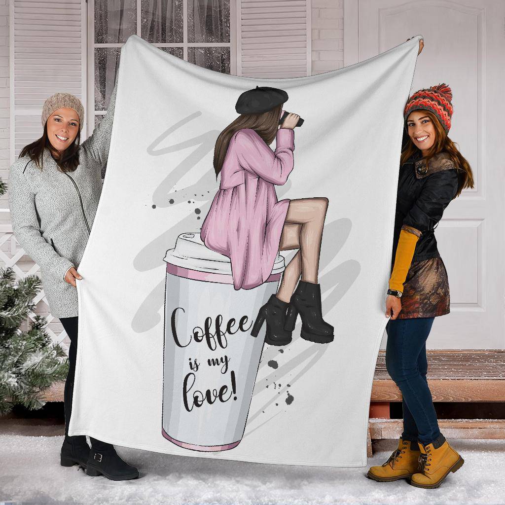 Beautiful Girl Coffee is my love cup Premium Blanket - Top Content | POD Collection | Free Shipping