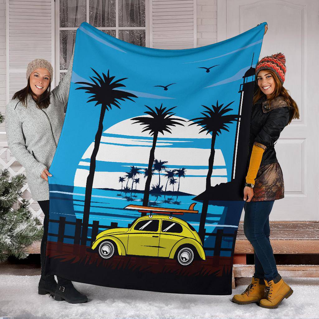 Moon Road To Surfing Beach Premium Blanket - Top Content | POD Collection | Free Shipping