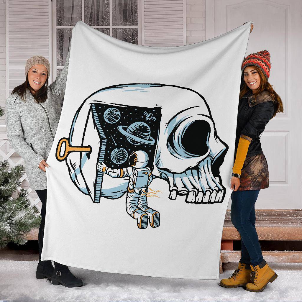 Premium Blanket Skull Astronaut Opening Universe Door - Top Content | POD Collection | Free Shipping