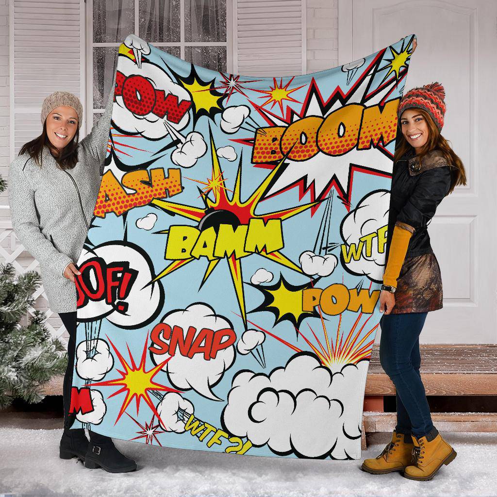 Comic Speech Reactions Bubble Premium Blanket - Top Content | POD Collection | Free Shipping