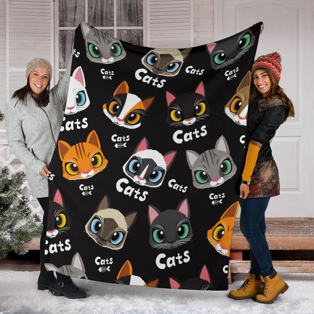 Cute Beautiful Cats Pattern Cartoon Style Drawing Premium Blanket - Top Content | POD Collection | Free Shipping