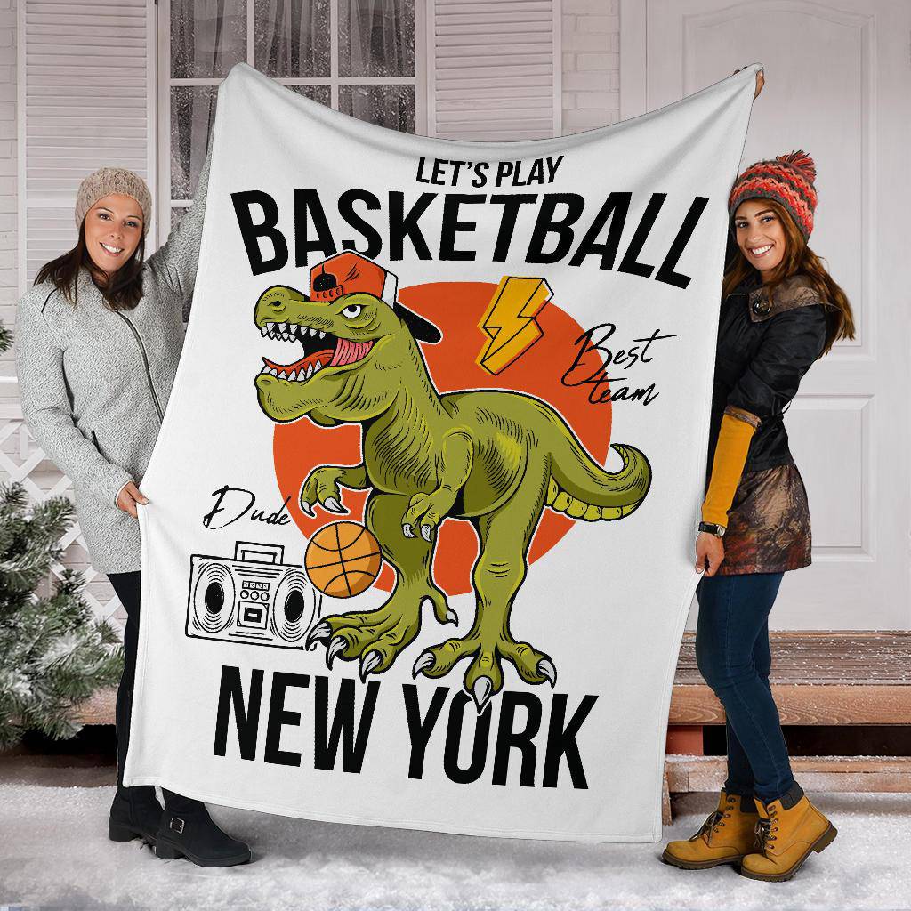 Basketball T-rex Dinosaur New York Team Premium Blanket - Top Content | POD Collection | Free Shipping