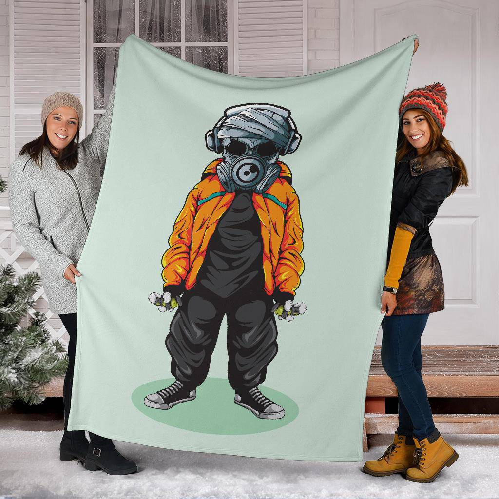 Skull Graffiti Artist with Mask Premium Blanket - Top Content | POD Collection | Free Shipping