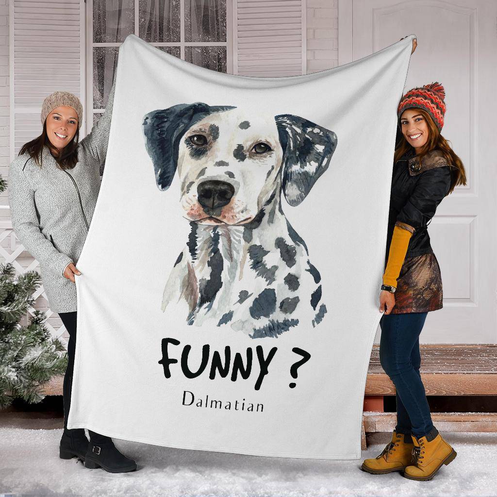 Watercolour Dalmatian Portrait Premium Blanket, Funny Dog Cartoon - Top Content | POD Collection | Free Shipping