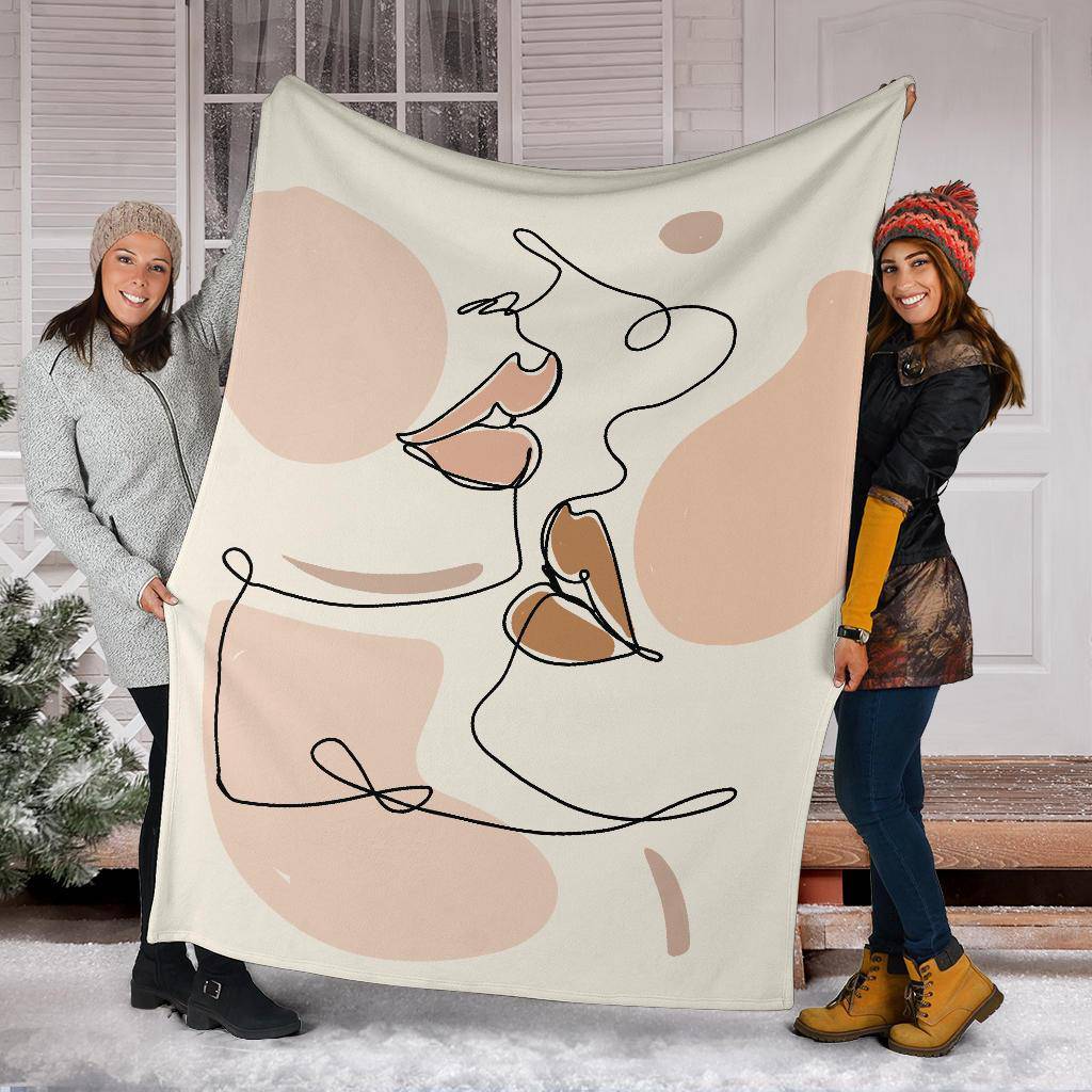 Abstract Beige Woman Lips Art Premium Blanket - Top Content | POD Collection | Free Shipping