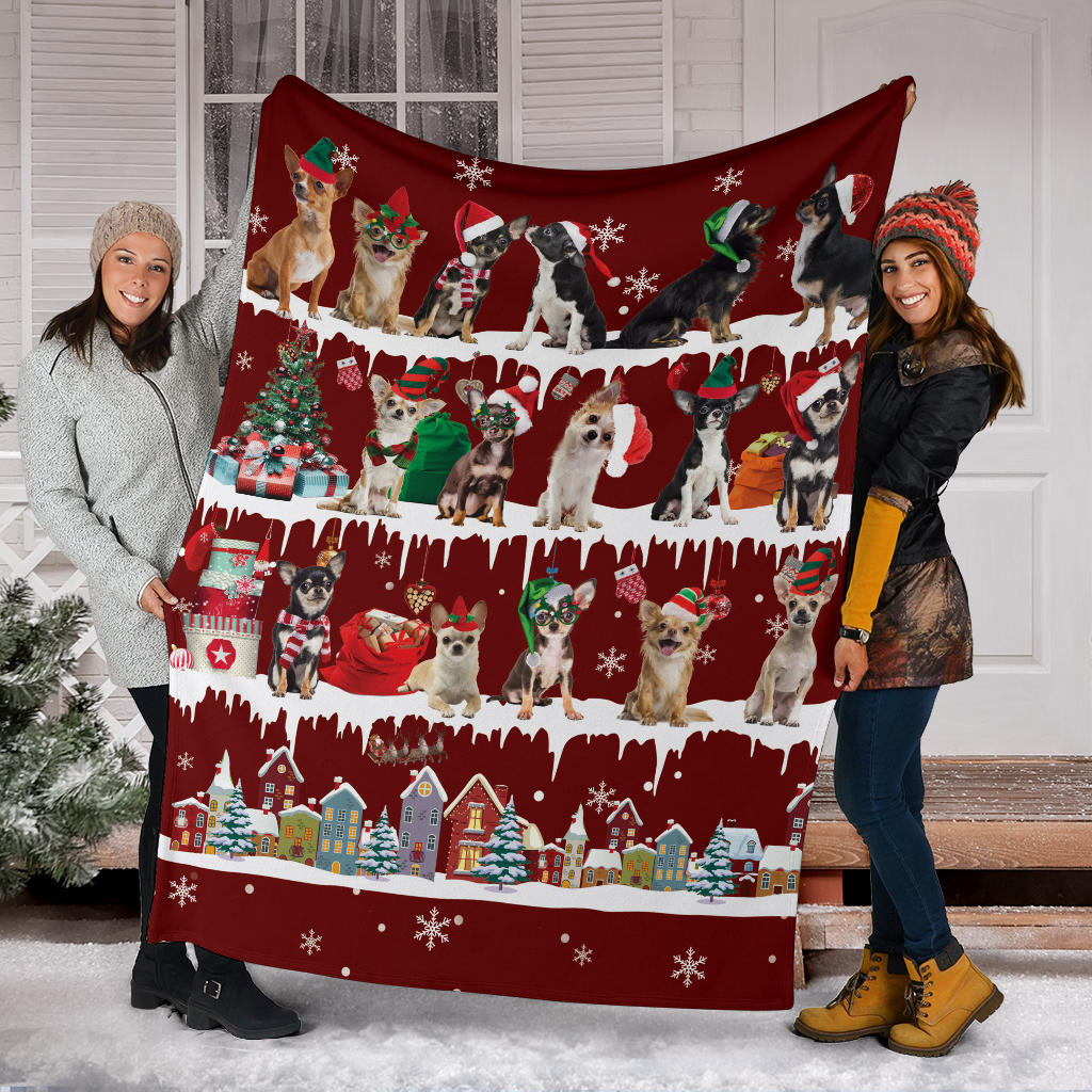 Chihuahua Snow Christmas Blanket