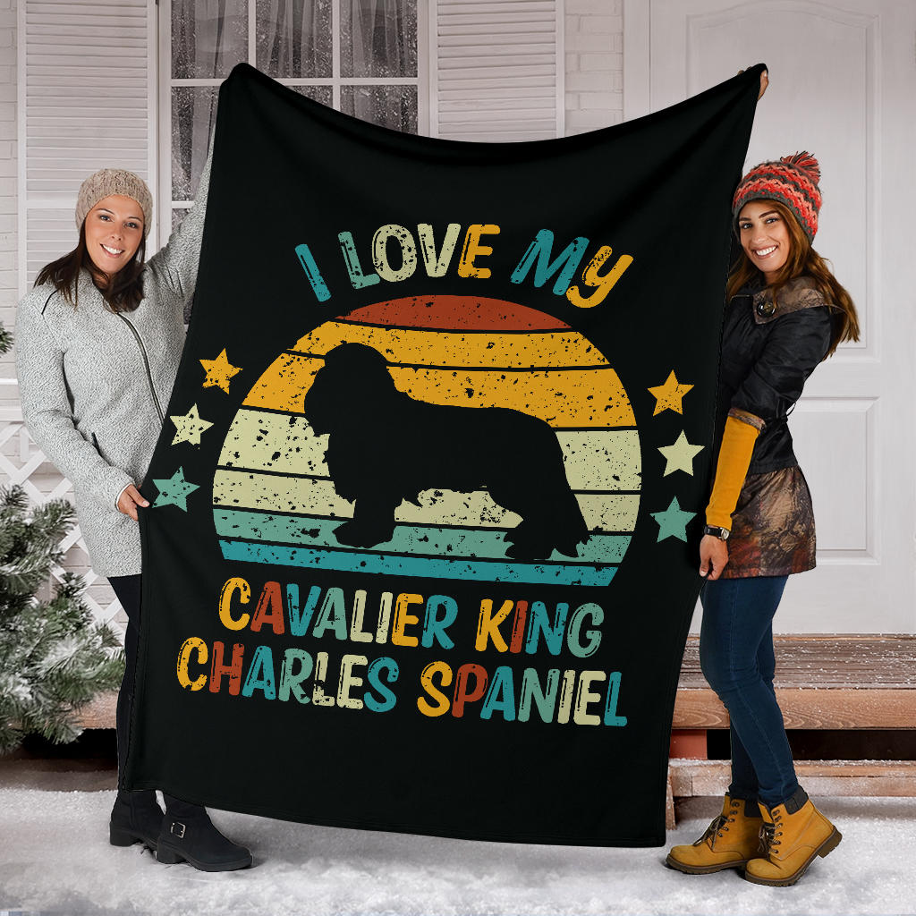 Cavalier King Charles Spaniel Blanket, Cavalier King Charles Spaniel Retro Blanket, Cavalier King Charles Spaniel Throw Blanket, Cavalier King Charles Spaniel Gifts