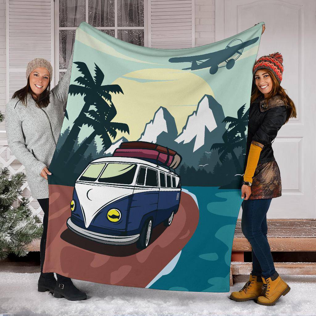 Tropical Van Vacation Cartoon Premium Blanket - Top Content | POD Collection | Free Shipping