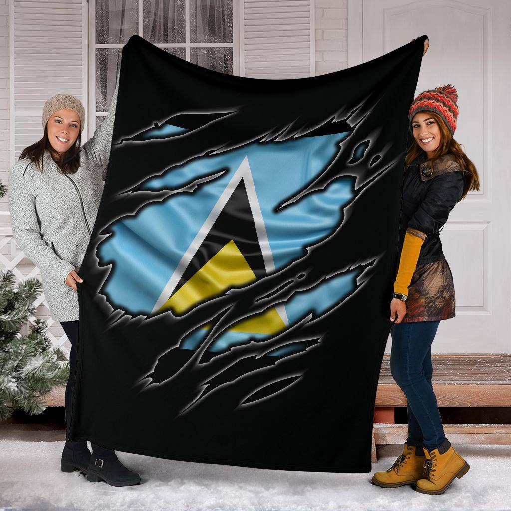 Saint Lucia Flag Premium Blanket - Top Content | POD Collection | Free Shipping