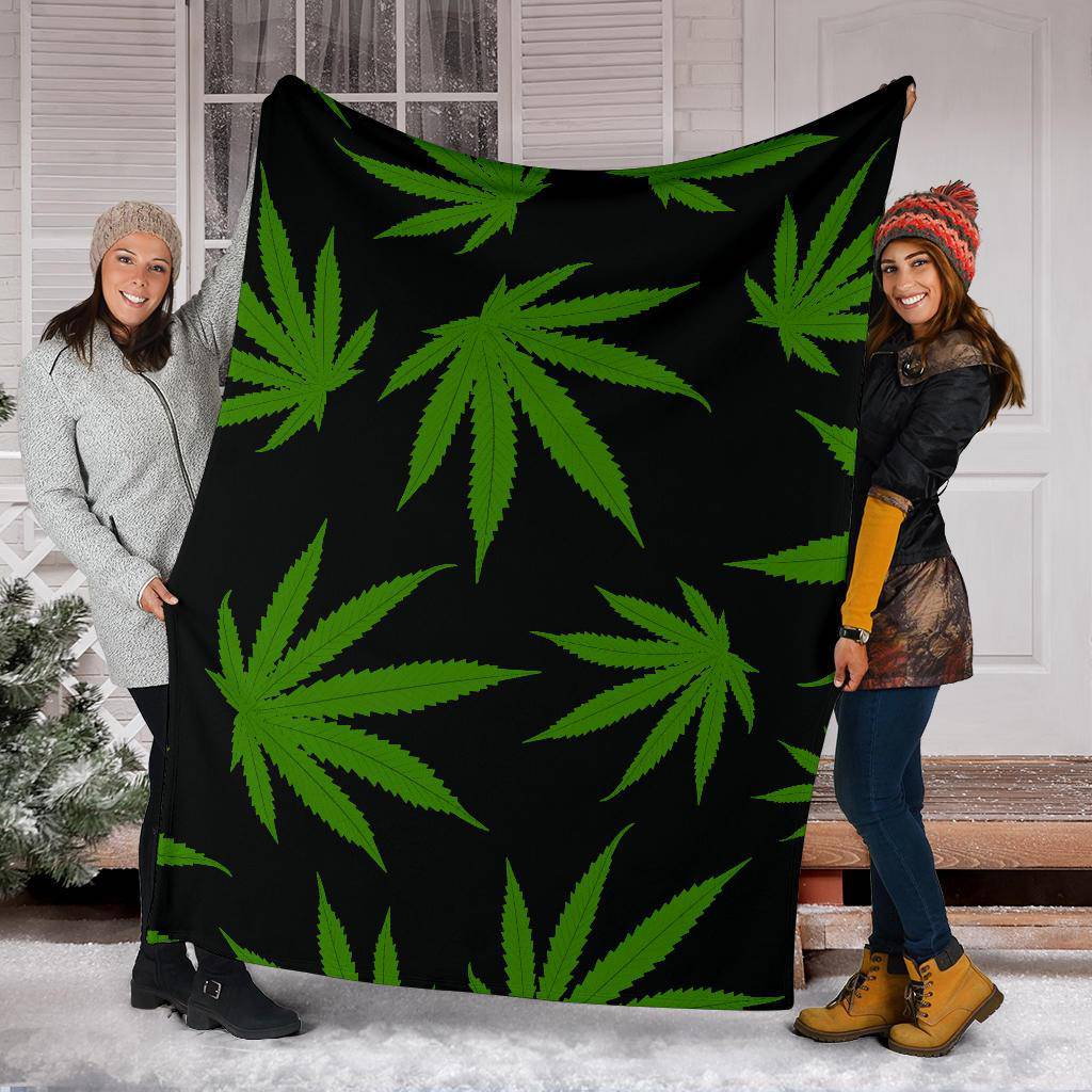 Green Cannabis Weed Marijuana Leaves Pattern Premium Blanket - Top Content | POD Collection | Free Shipping