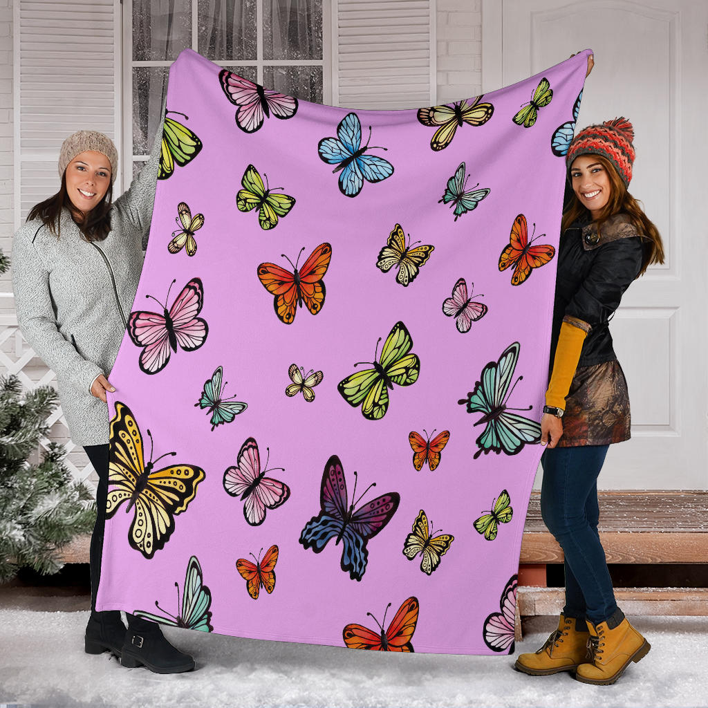 colorful butterflies collection pink blanket - Top Content | POD Collection | Free Shipping