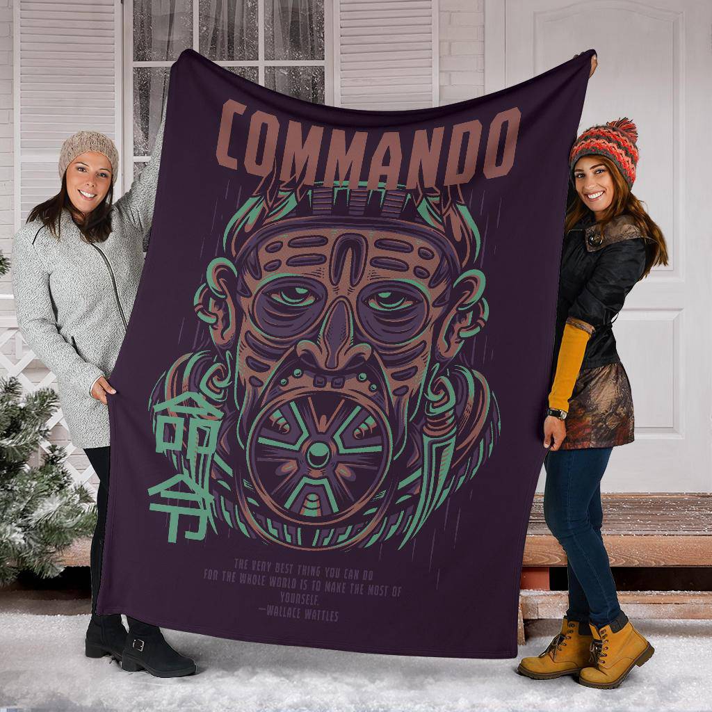 Commando Art Cartoon with Quoute Premium Blanket - Top Content | POD Collection | Free Shipping