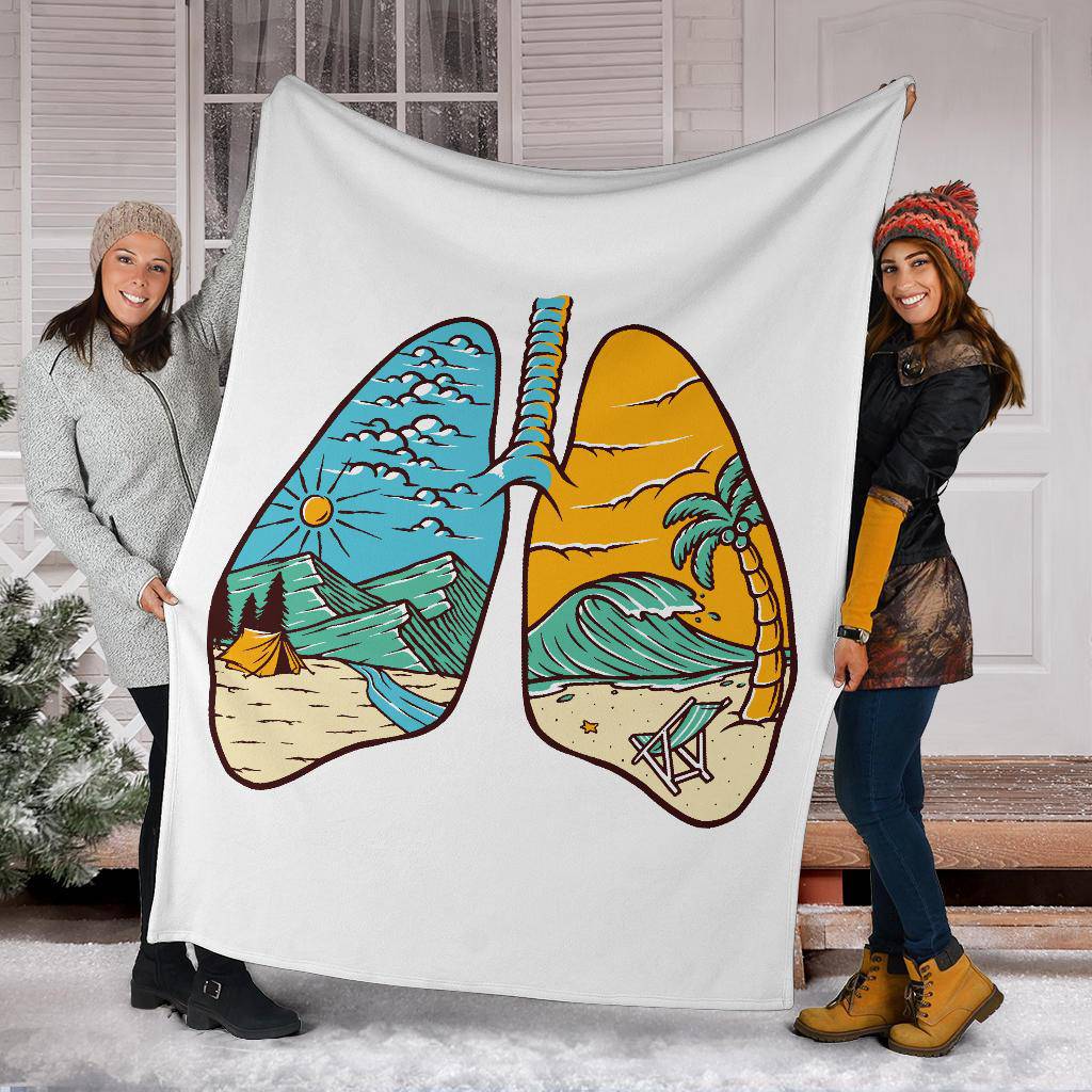 Natural Beach Camping Inside Lung Illustration Premium Blanket - Top Content | POD Collection | Free Shipping