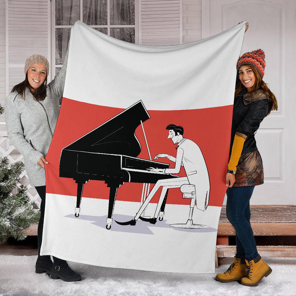 Pianist Cartoon Drawing, Musician Premium Blanket - Top Content | POD Collection | Free Shipping