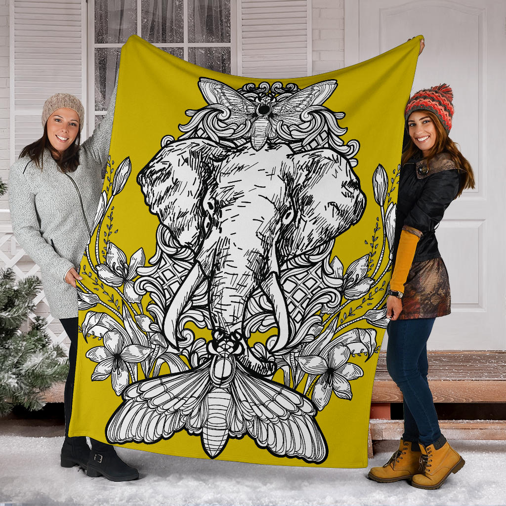 yellow elefant artistic blanket - Top Content | POD Collection | Free Shipping