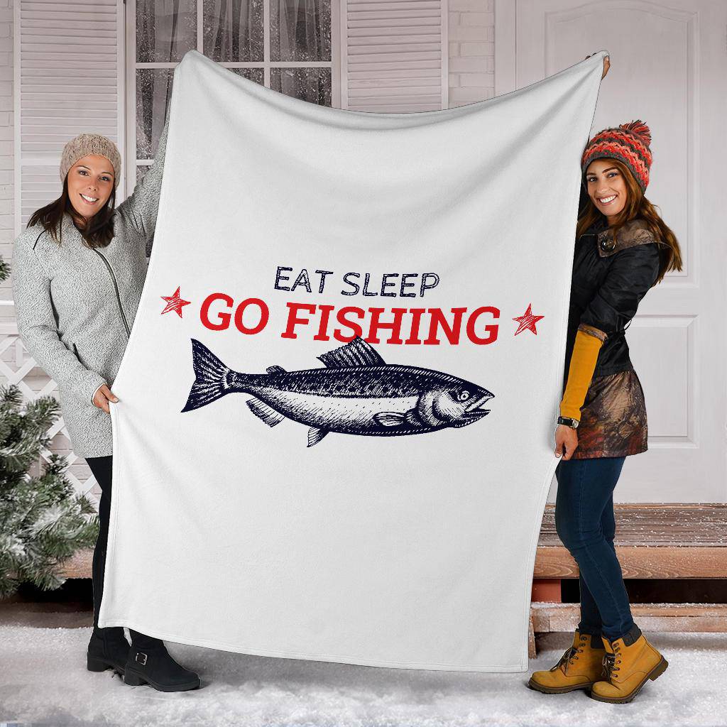 Gift For Fisherman Premium Blanket, Eat Sleep Go Fishing - Top Content | POD Collection | Free Shipping